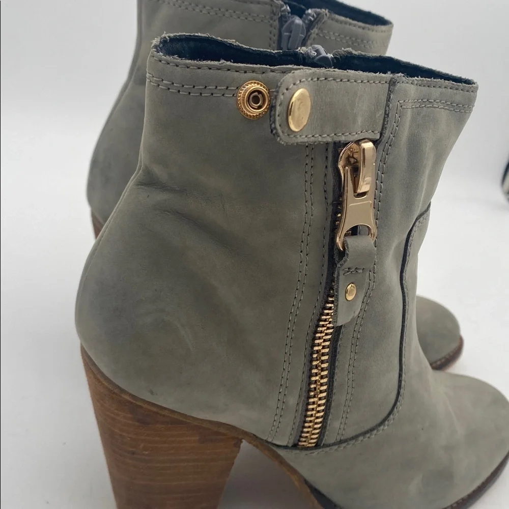 Aldo Gray Ankle Boots with Wooden Heel women 9 leather suede casual festival Y2K